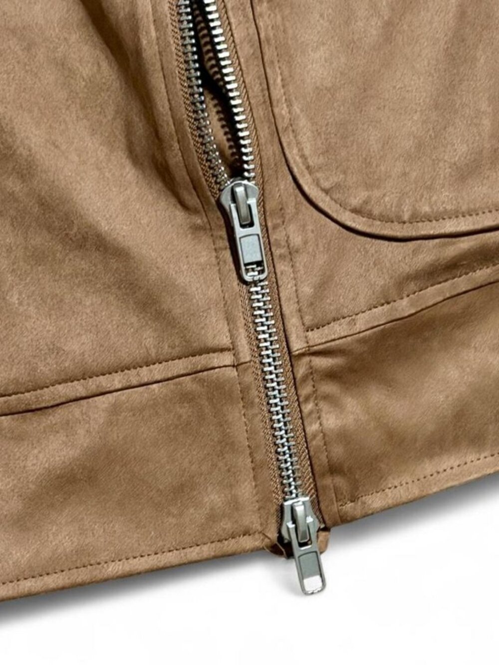 Future Collective Tan Faux Leather Jacket NWT Silver Hardware - Picture 6 of 8
